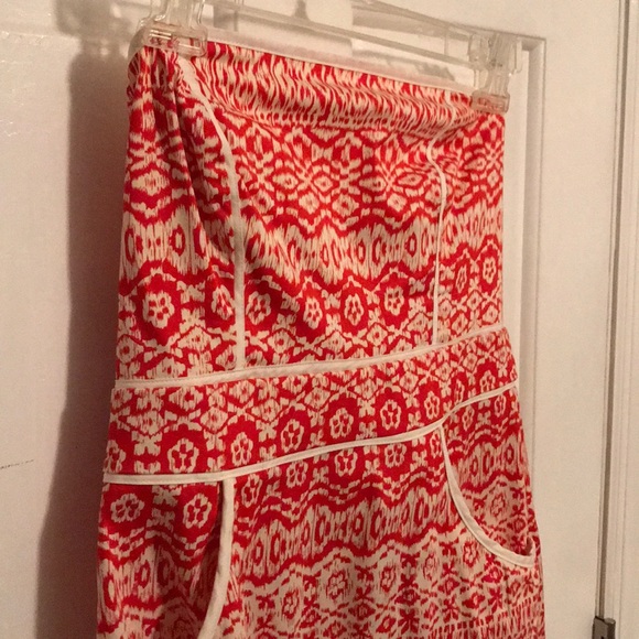 Strapless summer dress red and creme! - Picture 2 of 6